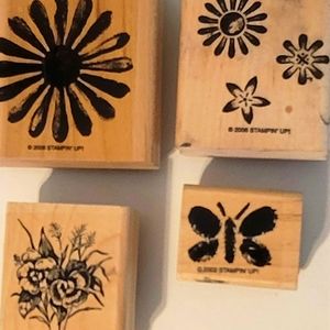 Stampin' Up Flowers & Butterfly Stamps Set of 4